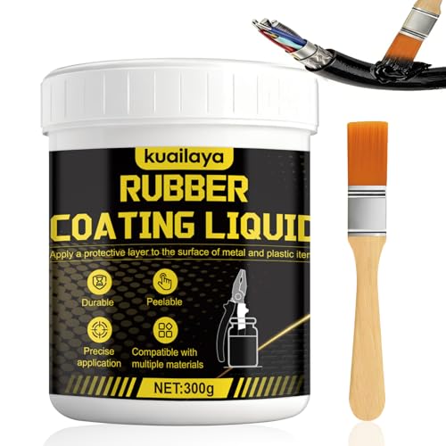 kuailaya Rubber Dip for Tools Liquid Rubber Dip Tool Handle Dip Coating Effective Protection Slip Resistance Waterproof and Insulating Easy to Peel for Tool Protection Creative DIY Black 300g