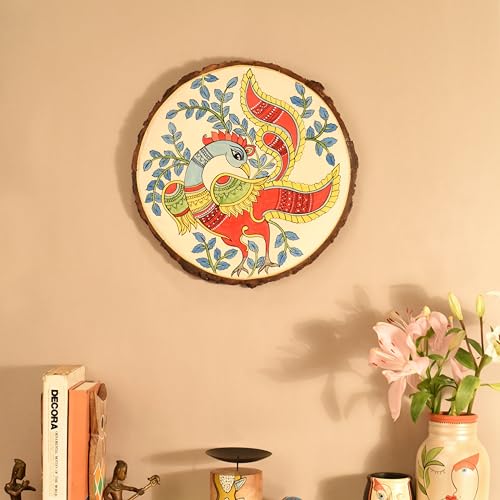Image of Mayuri Wall Decor Frame with fine Madhubani artwork | Handcrafted Wall Art for Home Decor & Office Spaces
