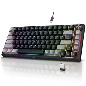 KOORUI Wireless RGB Gaming Keyboard 75 Percent,Triple Mode Bluetooth/2.4Ghz/USB-C Hot Swappable Mechanical Keyboard,82 Keys Wireless Gaming Keyboard with 4000mAh Battery for Mac/Win/Linux
