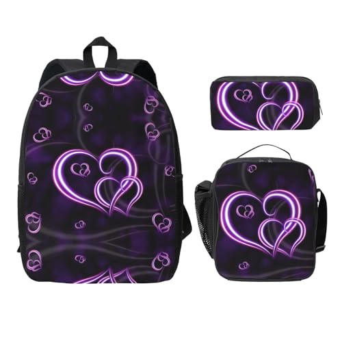 Sac à dos 3 pièces violet pour le collège et pique-nique avec trousse