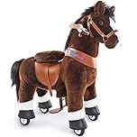 PonyCycle Mechanical Ride On Pony Hobby Horse Toy with Wheels Classic Model U Plush Walking Animal Rideable Horse for Toddlers Ages 3-4 Indoor Outdoor Riding Horse Toy Chocolate Ux321