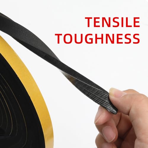 Image of QILIMA 2 Rolls Self Adhesive Foam Tape Weatherstrip Weather Stripping for Doors and Windows, Sound Proof Soundproofing Door Seal, Weatherstrip, Air Conditioning Seal Strip 1 /2in W x 1 /4in H x 16.5Ft L
