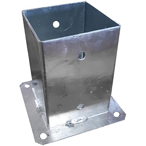 Bolt Down Square Bracket for Pergola Posts Heavy Duty Hot-Dip Galvanised Post Fence Foot Base Support Size: 100mm x 100m (4inch x 4inch) Cover