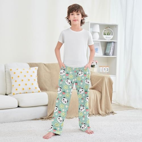 Boys' Pants Panda Bear Mint Green Long Bottoms Jogger Pants Elastic Waist Trousers with Pockets S-XL3