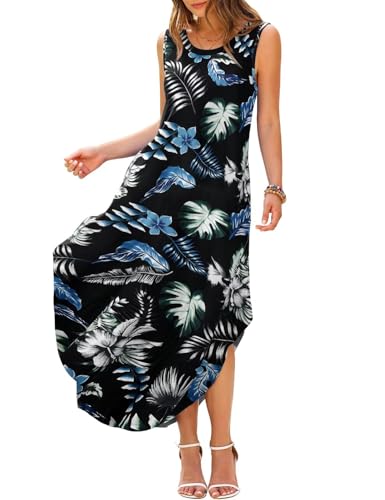Image of JollieLovin Women Plus Size Summer Tank Maxi Dresses Sleeveless Causal V Neck Beach Long Dresses Swim Cover up (L-5X)