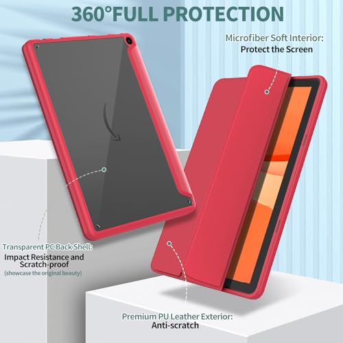 Image of Sanyetral Tablet Protective Case with Auto Wake /Sleep Function, Incompatible with TCL Nokia -Red