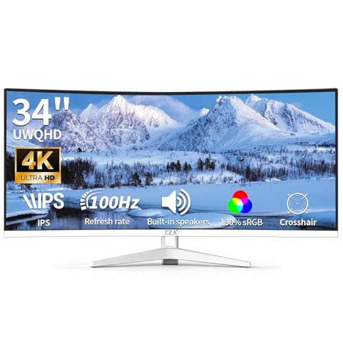 ZZA 34 Inch Ultrawide Curved Monitor Built in Speakers 4K Gaming Computer Monitor 100Hz,...