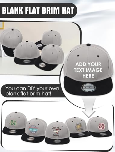 Image of 10 Pack Blank Snapback Hats for Men Flat Brim Hats Baseball Caps Bulk