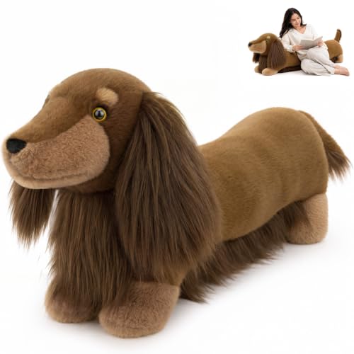 MorisMos Dachshund Stuffed Animal, 43-Inch Long-Hair Dachshund Body Pillow