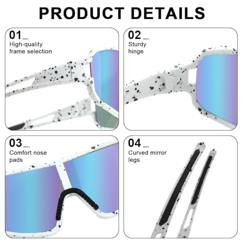 Image of PROBEROS Cycling Sunglasses for Men Stylish, UV400 Tinted Polarized Sunglasses Fashion Sport Set, Unique Frame Design, Outdoor Anti-Glare for Cycling, Driving, Hiking