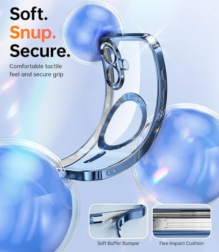 Image of mobistyle Silicone Designed For iPhone 16 Plus Luxury Electroplating Case [Magnetic Mag-Safe] [Integrated Lens Protection] Back Cover Case For iPhone 16 Plus (Mega-Safe Blue)