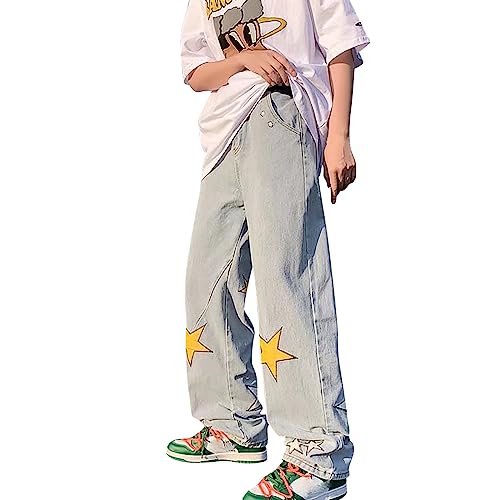 Jean homme jambe large Y2K pantalon baggy taille haute hip hop noir