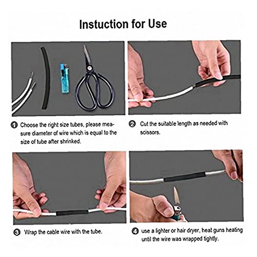Crimp Terminals Butt Connectors Heat Shimp Tubes Wire Wrap Ratio 3: 1 Assortiment met opbergtas (6 maten, zwart) 130pcs - Image 4