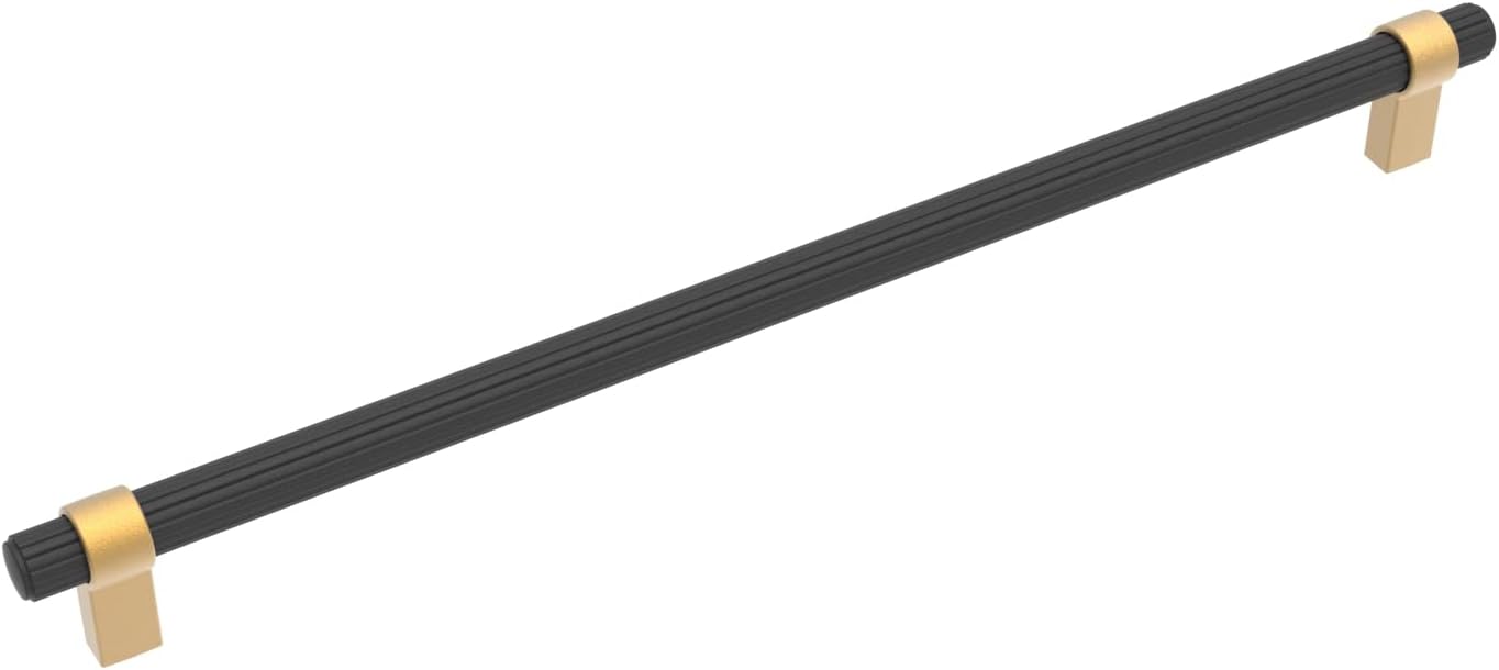 Belwith-Keeler Sinclaire Collection Appliance Pull 18 Inch Center to Center Matte Black & Brushed Golden Brass Finish
