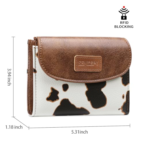 Image of SENDEFN Small Womens Wallet RFID Blocking Double Zipper Pocket Card Holder Purse