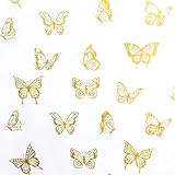 MR FIVE White Metallic Gold Butterfly Tissue Paper Bulk, 20