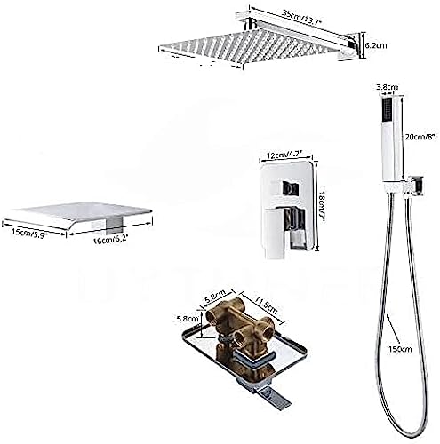 Ensemble de douche chrome 3 voies avec mitigeur de bain mural complet