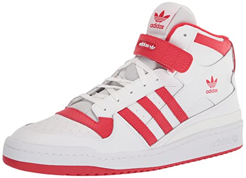 adidas Originals Tenis Forum Mid para hombre, Blanco/Rojo vivo/Blanco, 46 EU