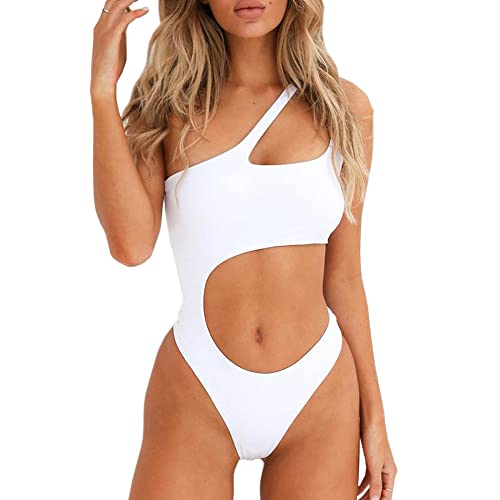 YELAIVP Women's Cutout One Piece Swimsuit Sexy One Shoulder High Cut Bathing Suit Bikini