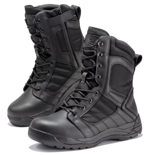 Image of Tactical Boots for Men Side Zipper 8 Inch Lightweight Comfortable Military Hiking Boots(BMP110)