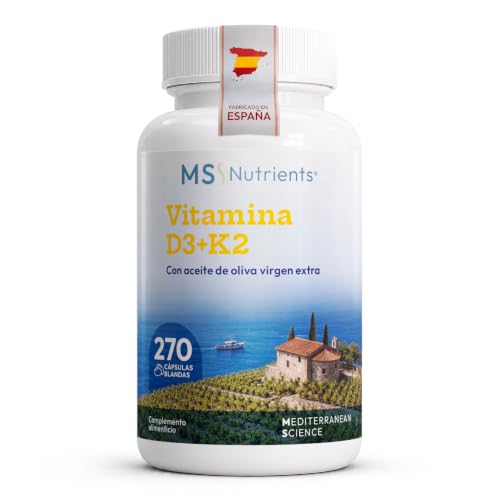 Vitamina D3 y K2 MK7 4000 UI | 270 Cápsulas | 9 Meses | Alta absorción