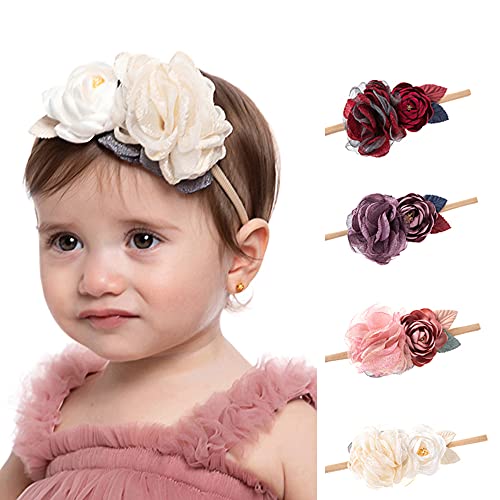 Wiwpar Flower Crown Headband Gauze Headwear Elastic Adjustable Head Piece Girl's Hairbands For Toddler And Childrens (White) #TOP30