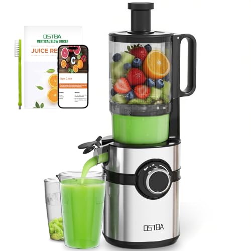 Image of Cold Press Juicer, 5'' Wide Feed Chute Juice Maker, OSTBA Juicer Machine for Whole Vegetables and Fruits, High Juice Yield, Easy to Clean, BPA Free-S