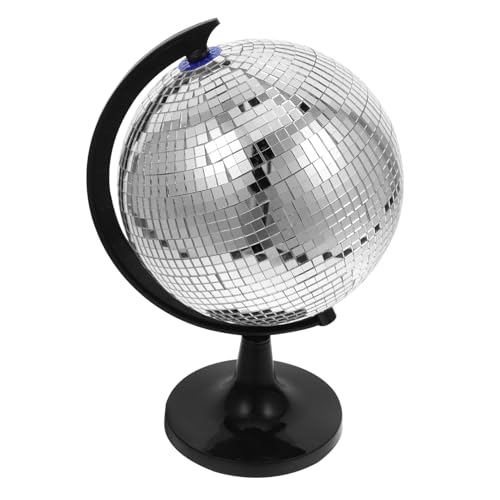 BIUDECO Reflective Globe Desk Ornament with Spinning Disco Ball Effect