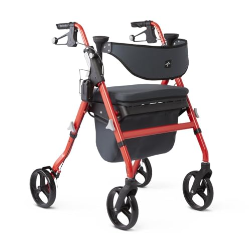 Medline Rollator Walker with Seat, FSA/HSA Eligible Rollator Walker for