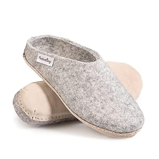 naturling Herren Hausschuhe - bequeme Filz Pantoffeln - echte Ledersohle Grau 43 (Grau, 43 EU, numeric_43)