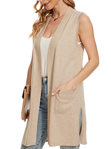 Image of Beautiful Nomad Sleeveless Cardigans for Women Long Sweater Vest