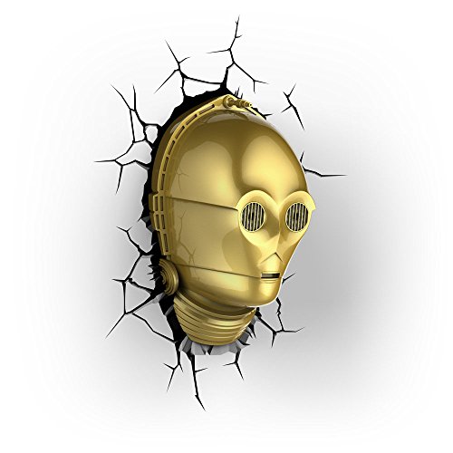 Preisvergleich Produktbild 3DLightFX STAR WARS Wandtatoo 3D Nachtlicht C3PO Wandleuchte batteriebetrieben