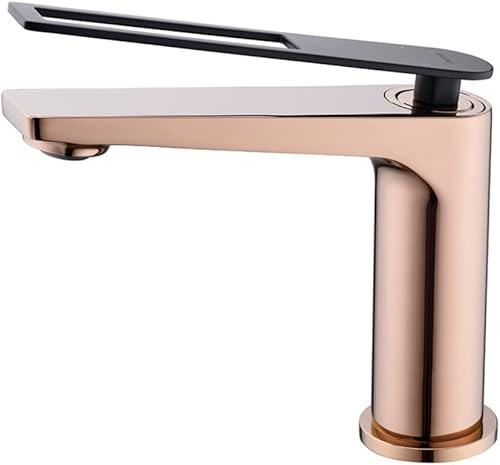 DIYCAM Grifo mezclador de lavabo, grifo moderno de latón, grifo mezclador de fregadero frío y caliente, mango de grúa de lavabo montado en la