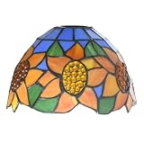 HJRegaFimu Wymiana cienia 20 cm niebieskie tło słoneczniki witrażowa lampa vintage sztuka dekoracja duży otwór abażury na stół wisząca lampa ścienna