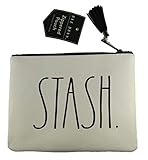 Rae Dunn by Magenta STASH Large Letter 7.5' x 5.5' Zippered Pouch with Black Tassel