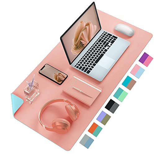 Aothia Double-Sided PU Leather Desk Pad - Non-Slip Large Mouse Pad & Desk Mat for Office, Home - Waterproof, Easy to Clean, Durable Dual-Sided Surface (31.5" x 15.7", Beige)