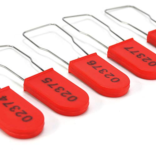 Image of Plastic Wire Padlocks Numbered Security Seal Plastic Padlock Electric Meter Seals Disposable Anti-Tamper Locks (Red, 1000 PCS)