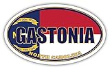 Gastonia City North Carolina State Flag | NC Flag Gaston County Oval State Colors Reflective Sticker Car Decal 3x5 inches