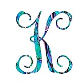 Dash of Flair - Vine Monogram Initial K in Abalone Pattern, Size 3.25 inches H x 3 inches W for...