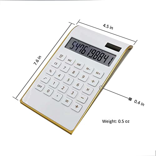 Calculators, Benkaim Gold Calculator Desk, Gold Office Desk Accessories, Standard Basic Desk Calculator With Lcd 10-Digit Display, Office Supplies For Women (White) #TOP1