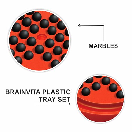 Image of Ankit Toys & Games Brainvita Marble Solitaire Board Game Red for Kids & Adults 6+ Years Peg Puzzle Strategy Brain Teaser Educational Toy with Glass Marbles Travel Friendly Family Game