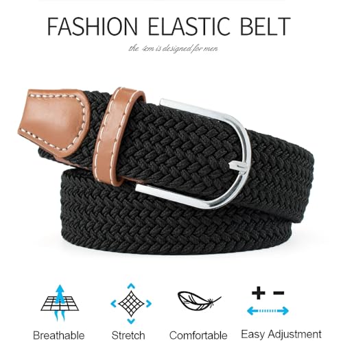 Adjustable Braided Elastic Belt Strap for men and women with metal buckle3