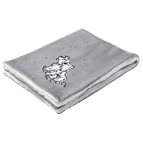 babyCalin - Disney Couverture bébé bi-matière 75 x 100 cm - Les 101 Dalmatiens Gris/Blanc