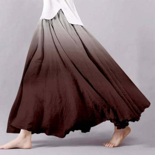 Women's Summer Printed Linen Wrap Skirt Elastic Waist A Line Boho Beach Skirt Flowy Long Maxi Skirt for Vacation3