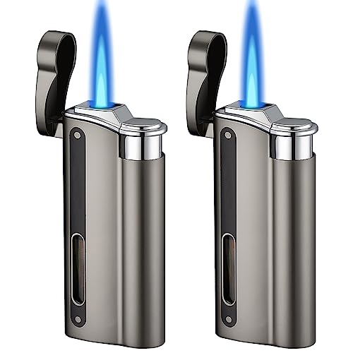 GBKDQQ 2 Stück Sturmfeuerzeug Jetflamme: Sturmfeuerzeug Gas Nachfüllbar, Winddicht Jet Feuerzeug Gasfeuerzeug für Küche, Grill, Camping
