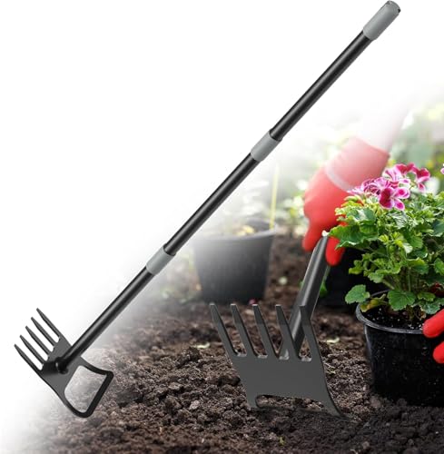 Garden Hoe 60 Inch Adjustable 2-in-1 Hoe Garden Tool Sharp Blade for Weeding & Soil Loosening in Garden & Yard