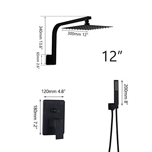 Douche noire ensemble complet mural chic en laiton mat LWX