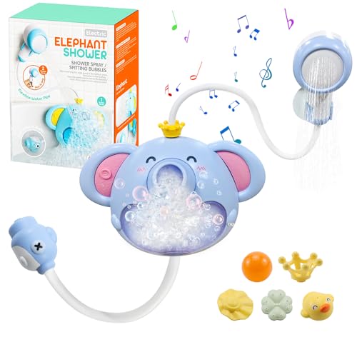 Aischens Badewannenspielzeug Seifenblasenmaschine, Lila Elefant Badewanne Baby Kleinkind Musik Spielzeug für 1 2 3 4 5 Jahre Dusche Schwimmen Geburtstag Geschenk