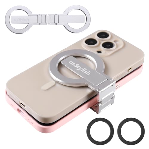 asStylish Twins Carry: Magnetic Dual-Phone Holder for iPhone & Android | Lightweight Solution for Professionals Travelers & Gamers | Manage 2 Mobile Phones for Work Personal Use (Silver General)