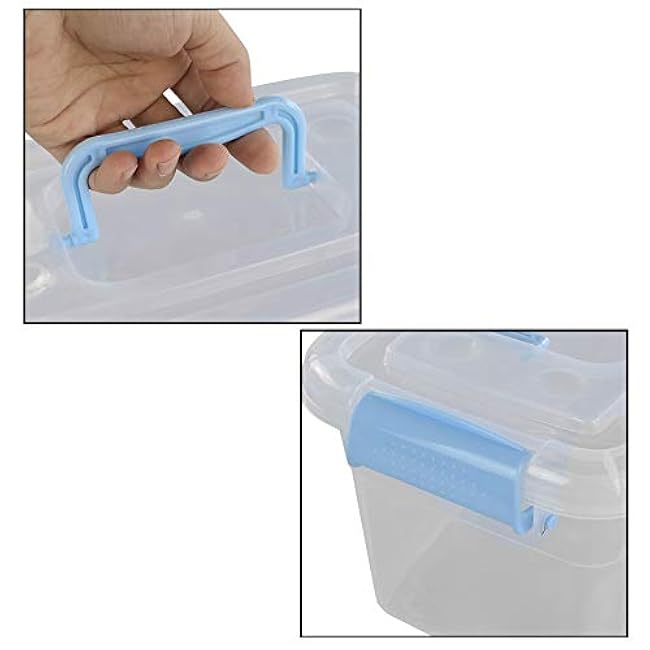 5 L Plastic Storage Bin with Lid, Clear Transparent Box With Handles, Set of 6